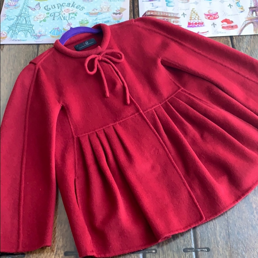 Carolina Herrera Red Wool Bow Jacket